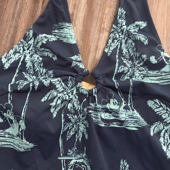 Disney store one piece blue Palm Print Swimsuit size 10 - Picture 3 of 8